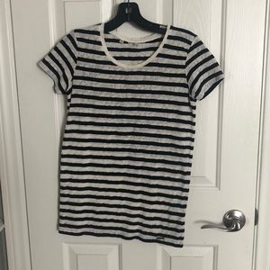Guess black and white lace striped tee